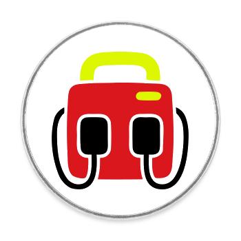 Defibrillator AED First Aid - Round  fridge magnet - white - Front