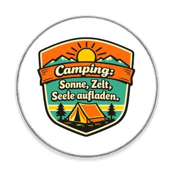 Camper - Runder Kühlschrankmagnet - Weiß - Vorne