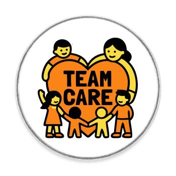 Team Care Herz Kita Wappen - Runder Kühlschrankmagnet - Weiß - Vorne