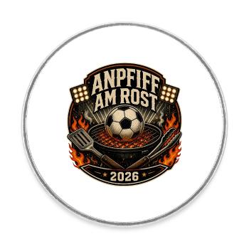 Anpfiff am Rost 2026 Fußball Grillen BBQ Shirt - Runder Kühlschrankmagnet - Weiß - Vorne