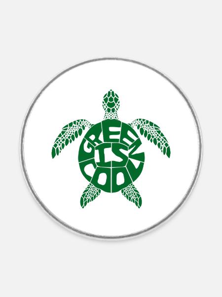 Green is cool - Schildkröte - Runder Kühlschrankmagnet - Weiß