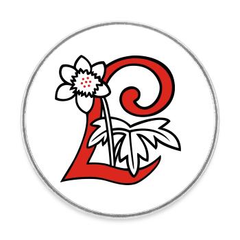 Buchstabe L Blüte Initiale - Runder Kühlschrankmagnet - Weiß - Vorne