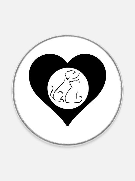 Herz voller Tierliebe Geschenk - Runder Kühlschrankmagnet - Weiß