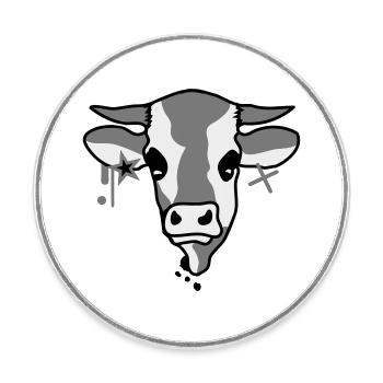 The head of a cow - Round  fridge magnet - white - Front