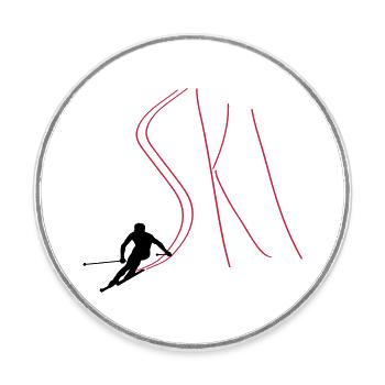 Ski - Runder Kühlschrankmagnet - Weiß - Vorne