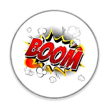 Boom Comic Grafik - Runder Kühlschrankmagnet - Weiß - Vorne