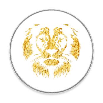 Or du lion - Magnet rond - blanc - Devant