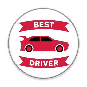 Meilleur pilote de voiture de sport (voiture de sport, bannière) - Magnet rond - blanc - Devant