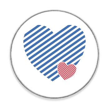 Double Heart - Design textile gift idea - Round  fridge magnet - white - Front
