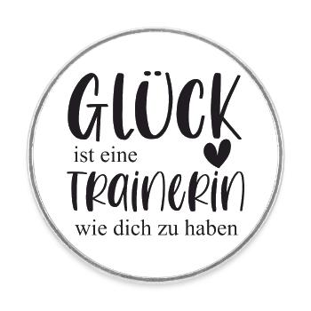 Trainerin Bedanken Geschenk Glück Abschied - Runder Kühlschrankmagnet - Weiß - Vorne
