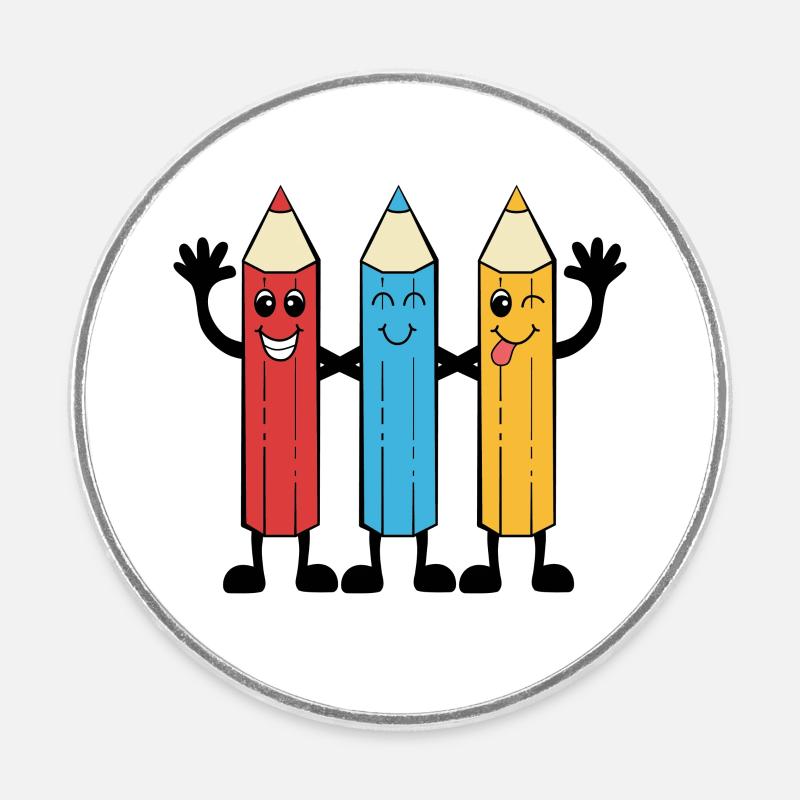 Crayons de couleur style comique - Magnet rond - blanc