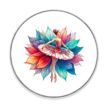 Balletttänzerin mit Tutu - Runder Kühlschrankmagnet - Weiß - Vorne