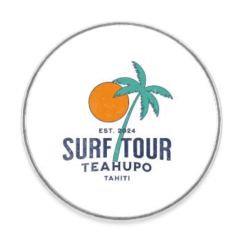 Surftour Teahupoo Tahiti - Runder Kühlschrankmagnet - Weiß - Vorne