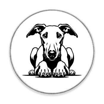 Whippet Head with Paws - Round  fridge magnet - white - Front