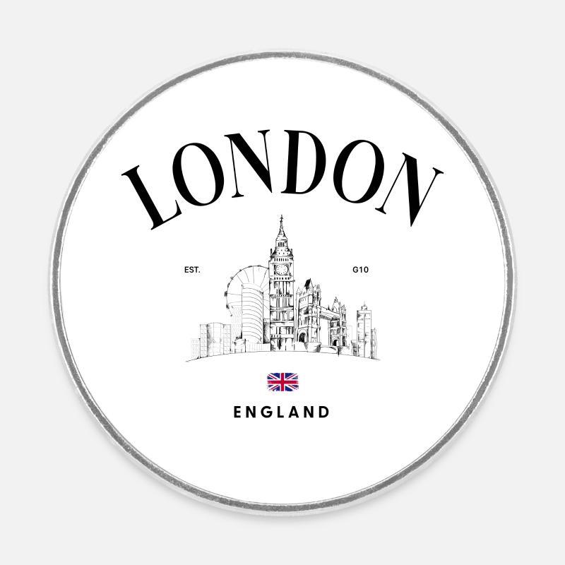 Emblème minimal de l’Union Jack - Magnet rond - blanc