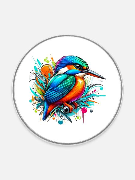 Eisvogel - Runder Kühlschrankmagnet - Weiß