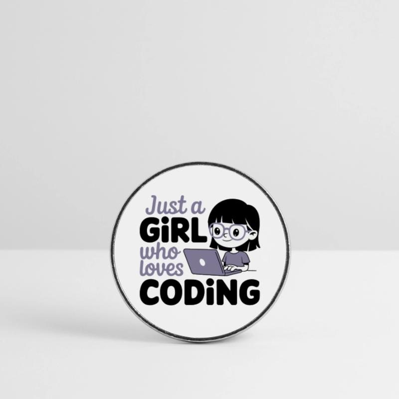 Juste une fille qui aime coder Magnet rond