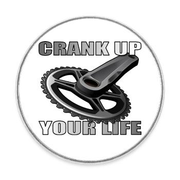 Crank Up Your Life design for bike lovers - Round  fridge magnet - white - Front