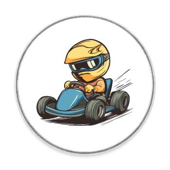 Karting Go-Kart - Round  fridge magnet - white - Front