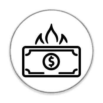 Geld verbrennen - Runder Kühlschrankmagnet - Weiß - Vorne
