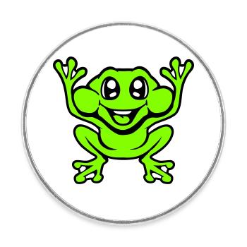 Frog Toad Laughs Funny Jumping Happy Comic - Round  fridge magnet - white - Front