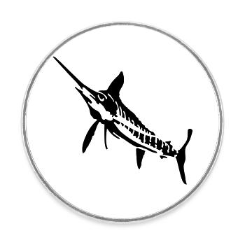 Speerfisch - Runder Kühlschrankmagnet - Weiß - Vorne