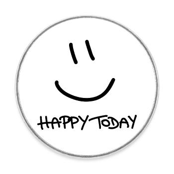 Happy Today - Runder Kühlschrankmagnet - Weiß - Vorne