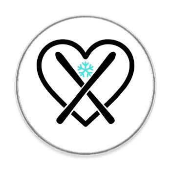 Ski Cœur Montagne Sports de neige Passion - Magnet rond - blanc - Devant
