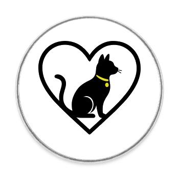 Cat Heart Silhouette Cute Pet Lover - Round  fridge magnet - white - Front