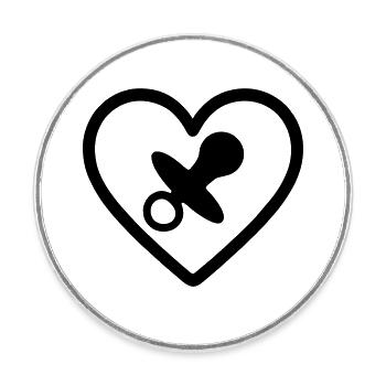 Heart + Childcare / Nanny Super Nanny - Round  fridge magnet - white - Front