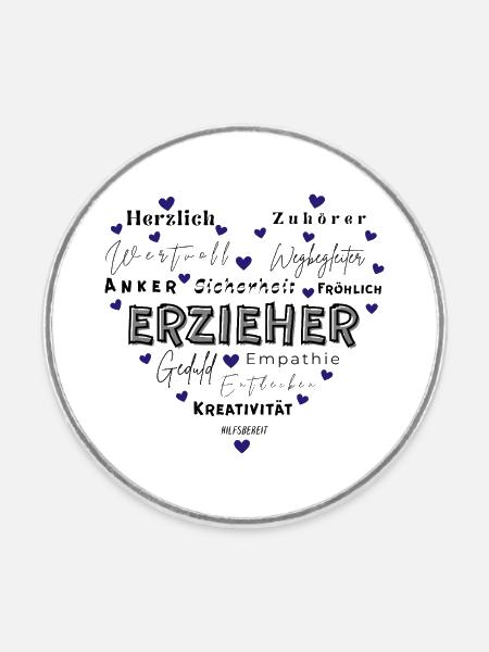 Geschenk Erzieher - Runder Kühlschrankmagnet - Weiß