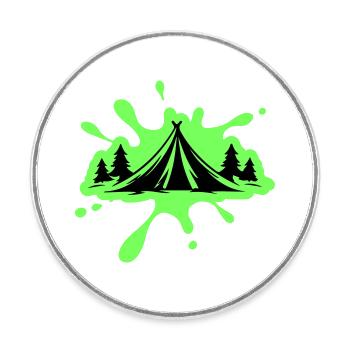 Masses de nature de tente de camping - Magnet rond - blanc - Devant