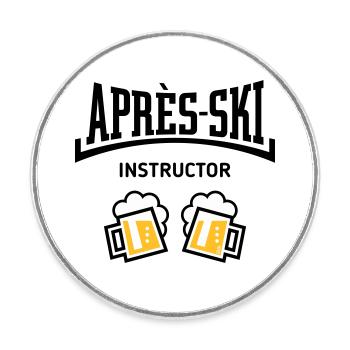Après-Ski Instructor (Bier Apres Ski Konkav POS3C) - Runder Kühlschrankmagnet - Weiß - Vorne