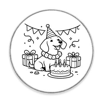 Geburtstag Dackel Torte Kinder  - Runder Kühlschrankmagnet - Weiß - Vorne