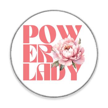 Powerlady - Runder Kühlschrankmagnet - Weiß - Vorne