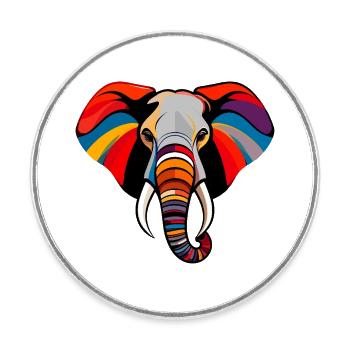 Bunter Elefantenkopf Kunst Pop Art Elefant Motiv - Runder Kühlschrankmagnet - Weiß - Vorne