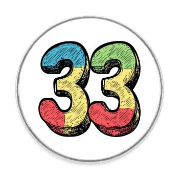 33 Number Colorful - Round  fridge magnet - white - Front