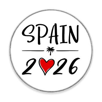Spain 2026 - Runder Kühlschrankmagnet - Weiß - Vorne
