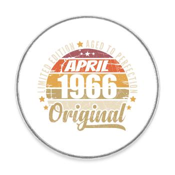 April 1966 Birthday Gift - Round  fridge magnet - white - Front