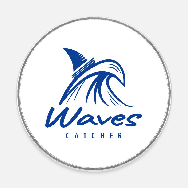 Waves Catcher Surf Graphics - Round  fridge magnet - white