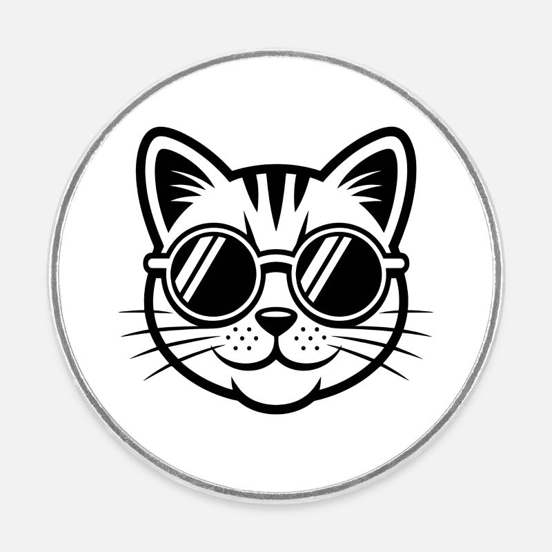 Chat cool avec des lunettes de soleil - Magnet rond - blanc