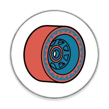 Skateboard Rolle Longboard - Runder Kühlschrankmagnet - Weiß - Vorne