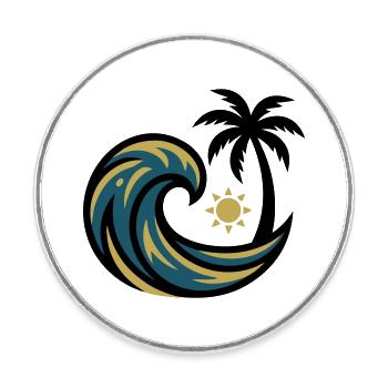 Welle Palme Surfen Strandurlaub Beachclub - Runder Kühlschrankmagnet - Weiß - Vorne