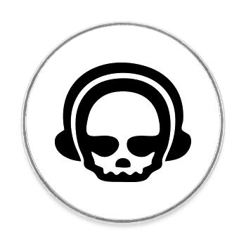 Headphone skull 1clr - Runder Kühlschrankmagnet - Weiß - Vorne