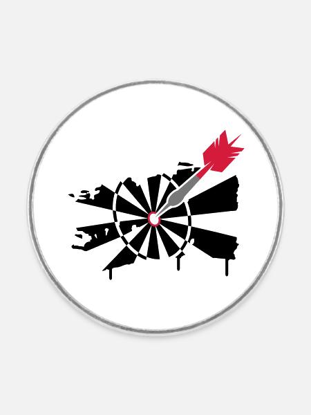 Dartscheibe mit Dartpfeil Graffiti Illustration - Runder Kühlschrankmagnet - Weiß