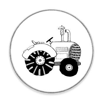 Tracteur chic - tracteur - tracteur - Bulldog - Magnet rond - blanc - Devant