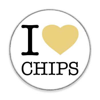I LOVE CHIPS - Magnet rond - blanc - Devant
