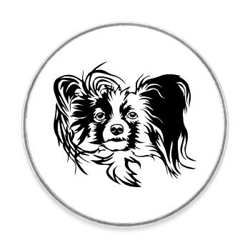Papillon Kopf - Runder Kühlschrankmagnet - Weiß - Vorne