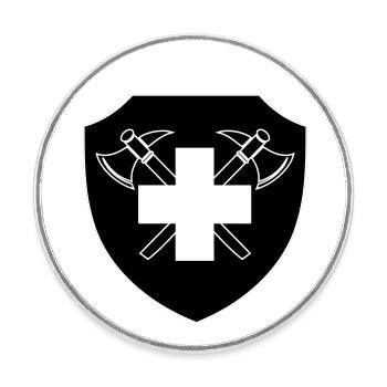 Swiss Fire Brigade inverted - Round  fridge magnet - white - Front
