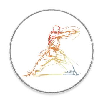 Karateka Linienskizze Retro - Runder Kühlschrankmagnet - Weiß - Vorne